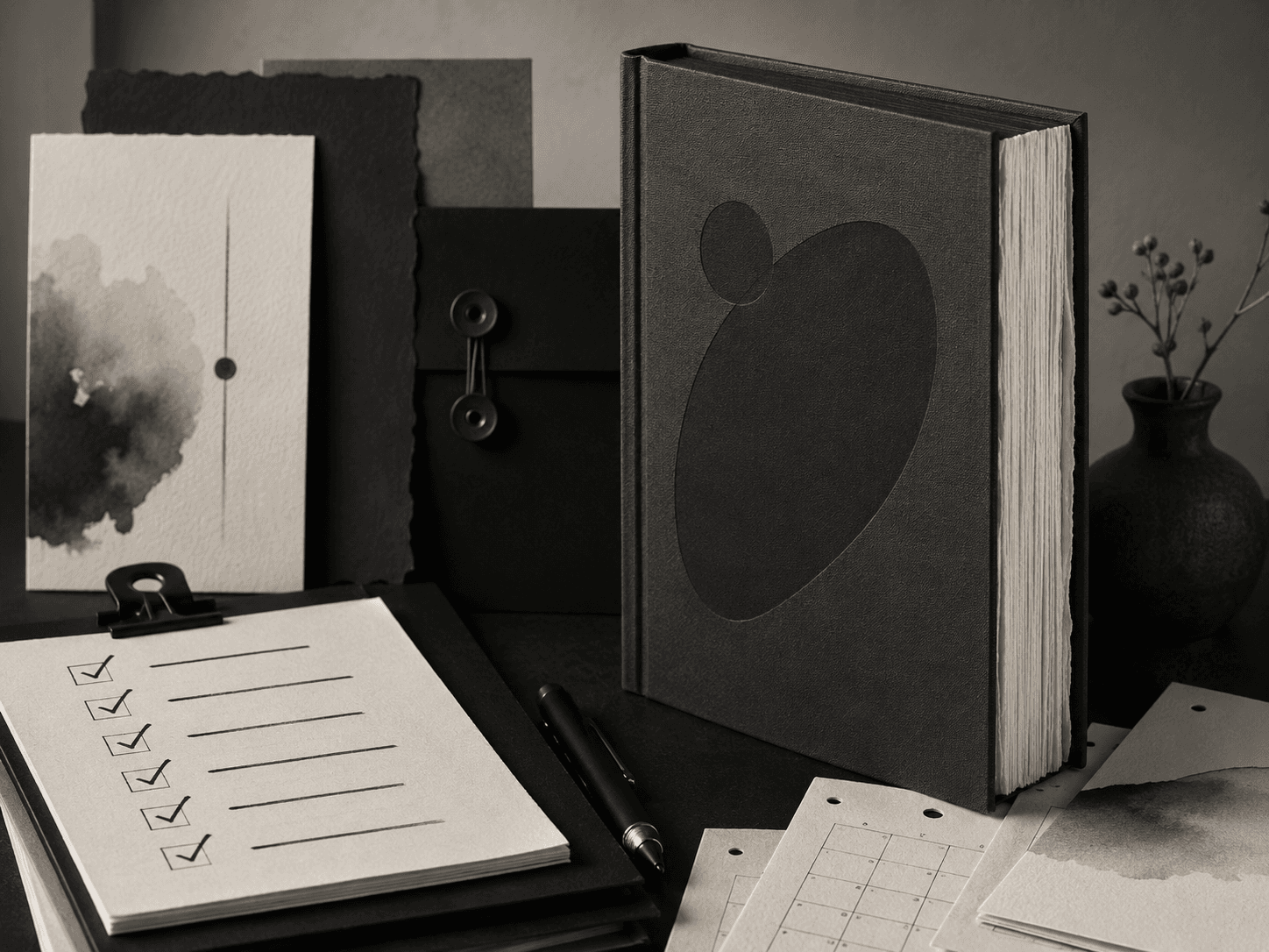 A release preparation checklist beside a finished book